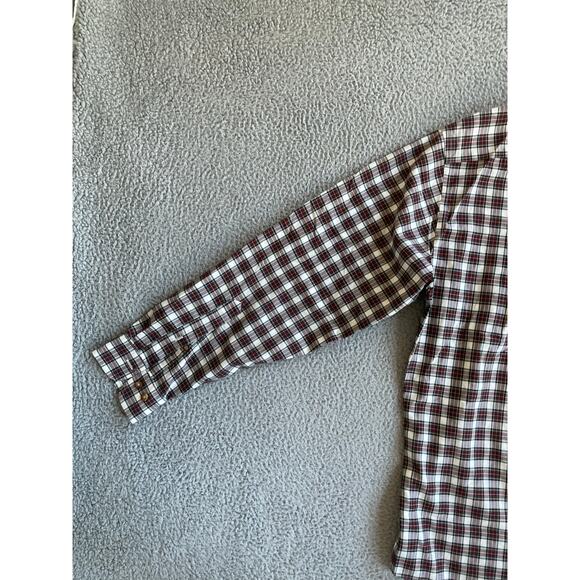 Brooks Brothers 346 Button Shirt Large No Iron Plaid Long Sleeve Red Lightweight - Picture 7 of 16